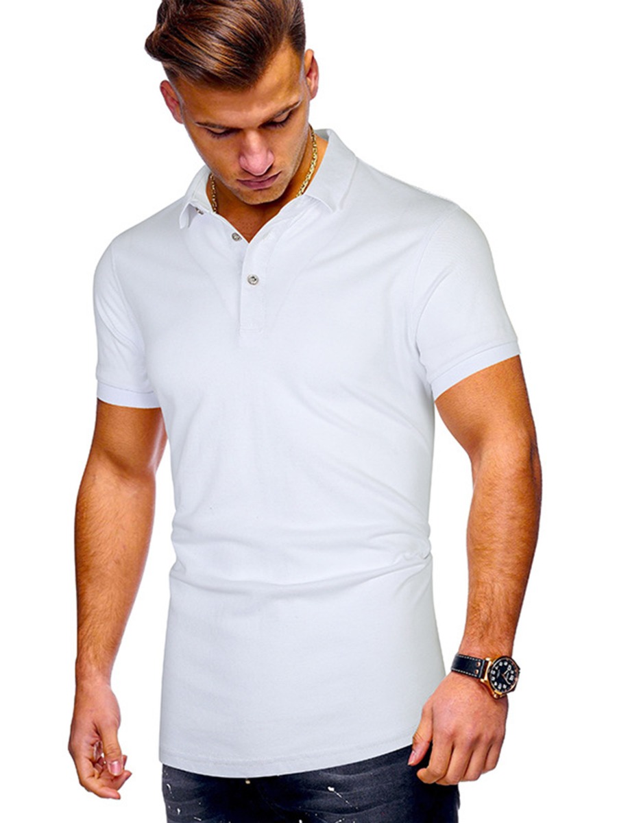  Men's Shorts Sleeve Plain Polo T-shirt 