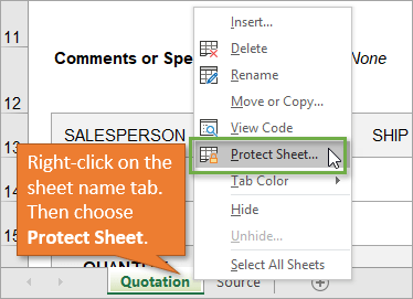 Protect excel sheet 1