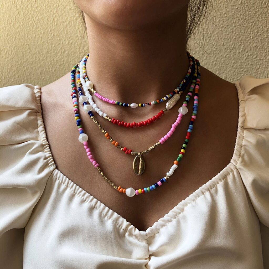 Bohemian Colorful Bead Pearl Necklace