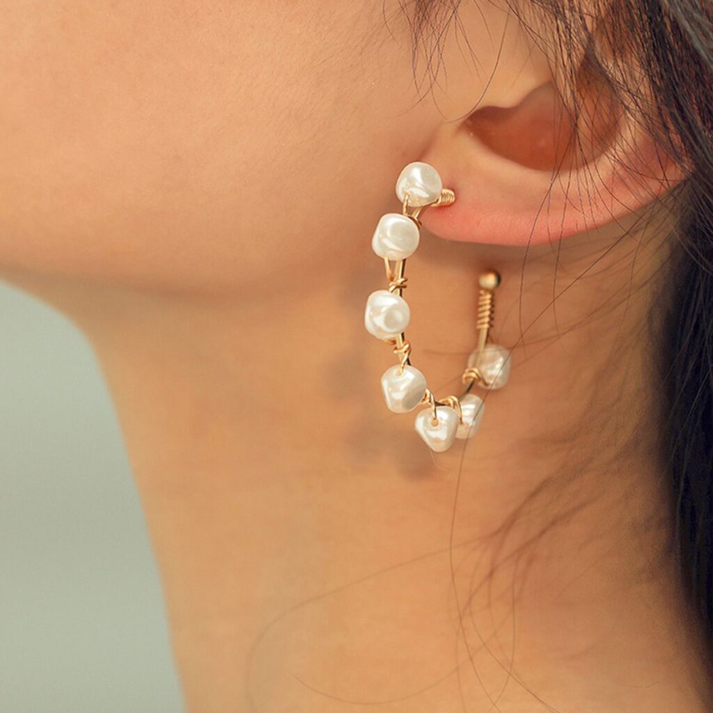 Elegant & Fashionable Pearl Hoop Earrings
