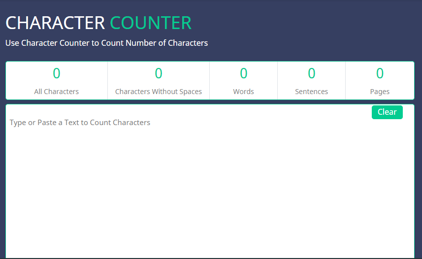 Character Counter Homepage