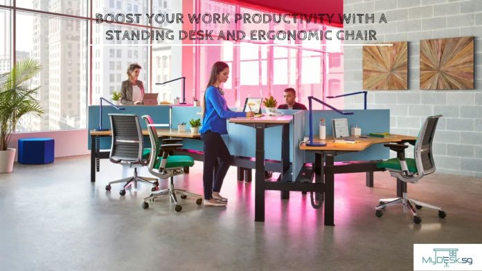 Boost your work productivity with a standing desk and ergonomic chair